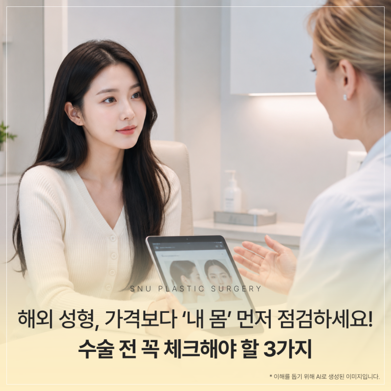 해외 성형, 가격보다 ‘내 몸’ 먼저 점검하세요! 수술 전 꼭 체크해야 할 3가지